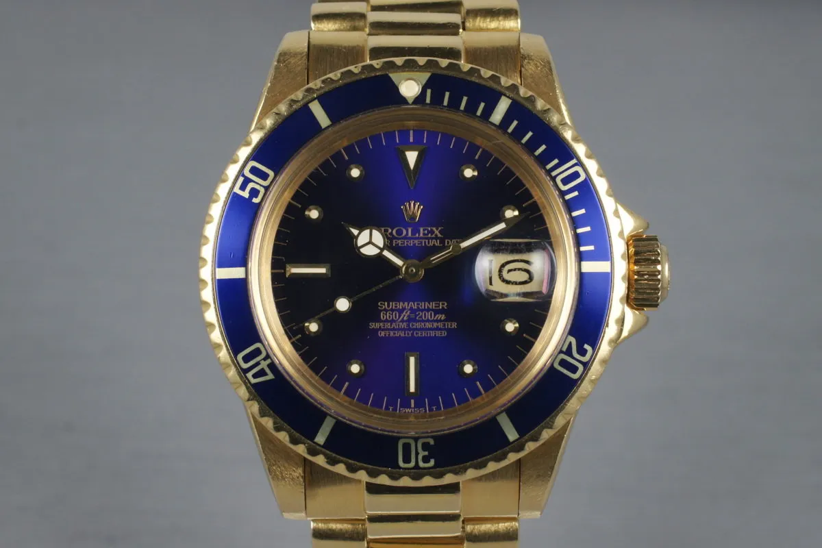 1969 Rolex YG Submariner 1680 with Blue Dial