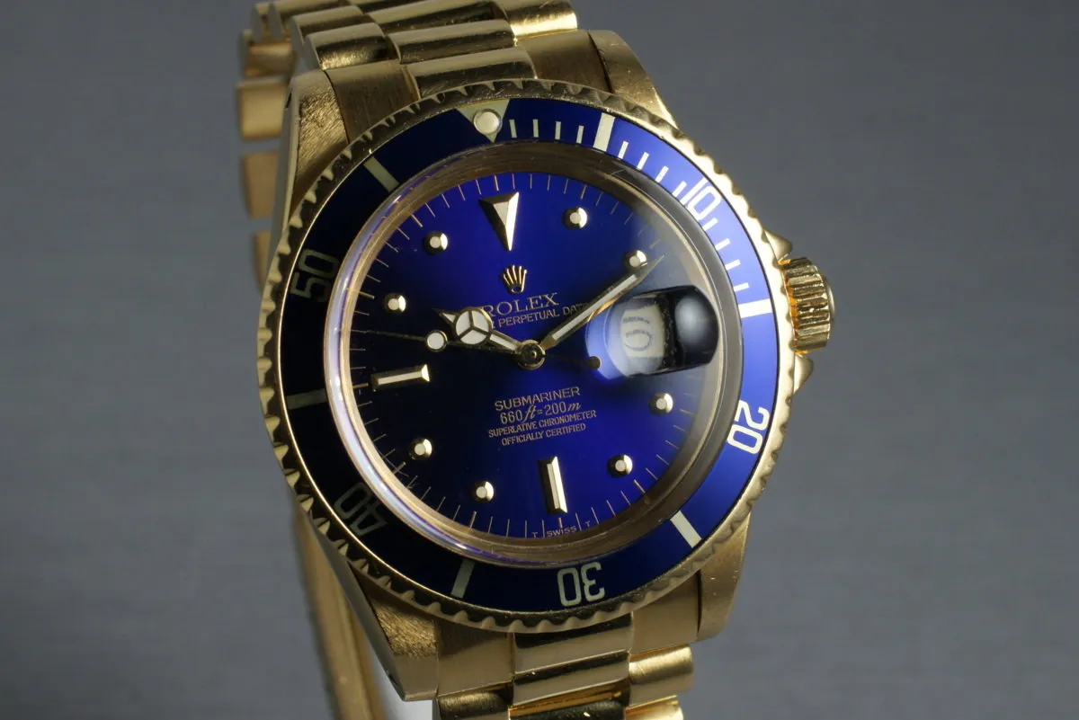 1969 Rolex YG Submariner 1680 with Blue Dial