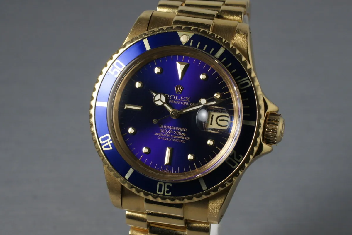 1969 Rolex YG Submariner 1680 with Blue Dial