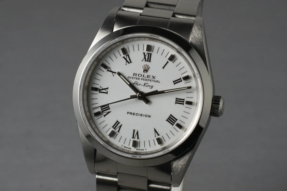 1995 Rolex Air-King 14010 White Roman Dial