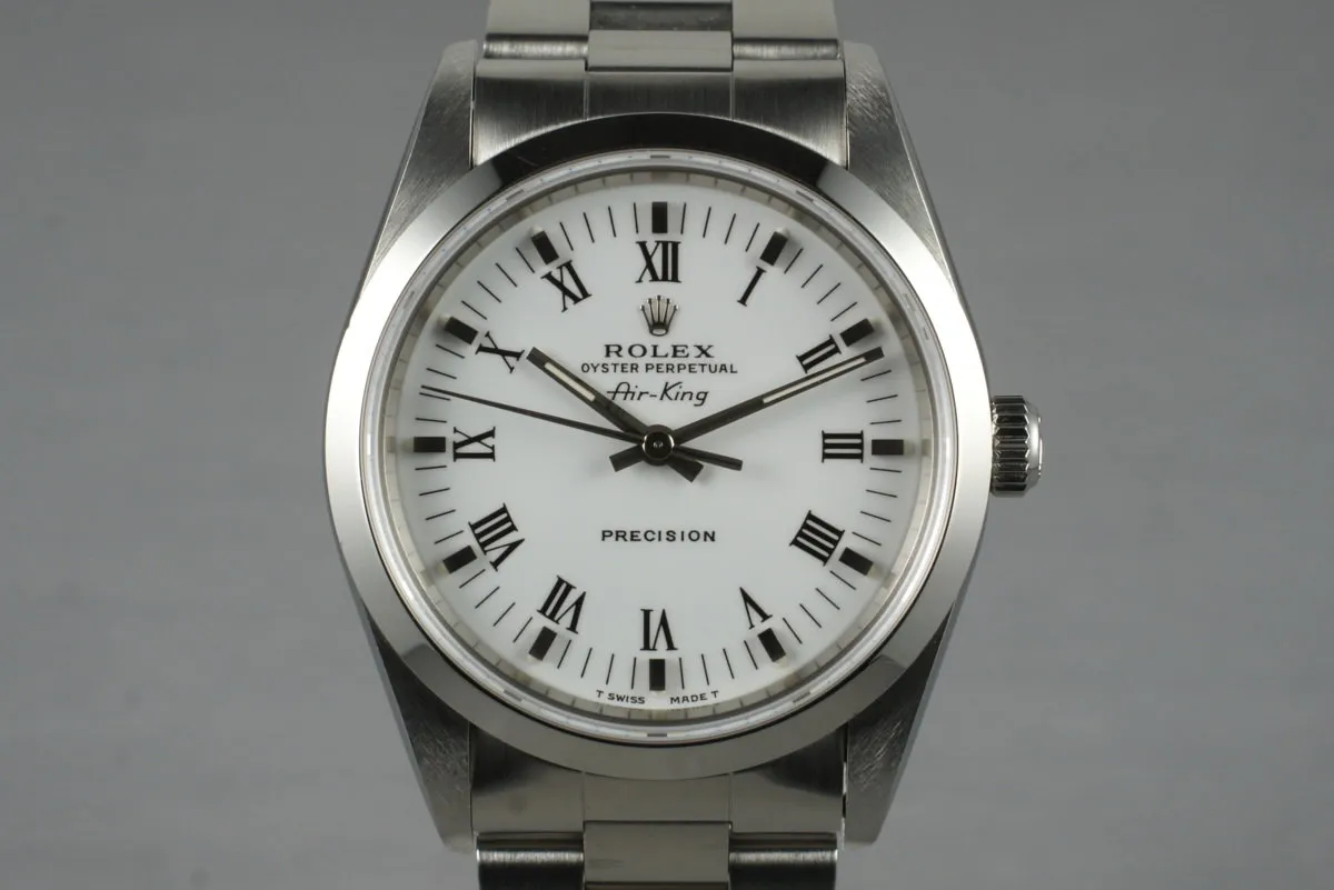 1995 Rolex Air-King 14010 White Roman Dial