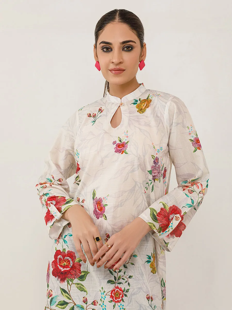 1pc Unstitched Digital Printed Lawn Slub Kurti