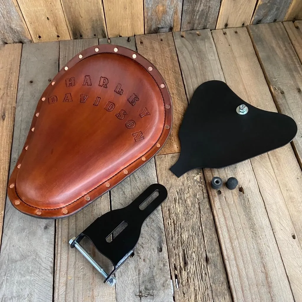 2010-2022 Spring Seat Sportster Brown Leather Harley Hand tooled Mounting Kit