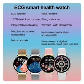 490 ECG   call   blood lipid, uric acid, blood sugar high-end health Smart watch for female