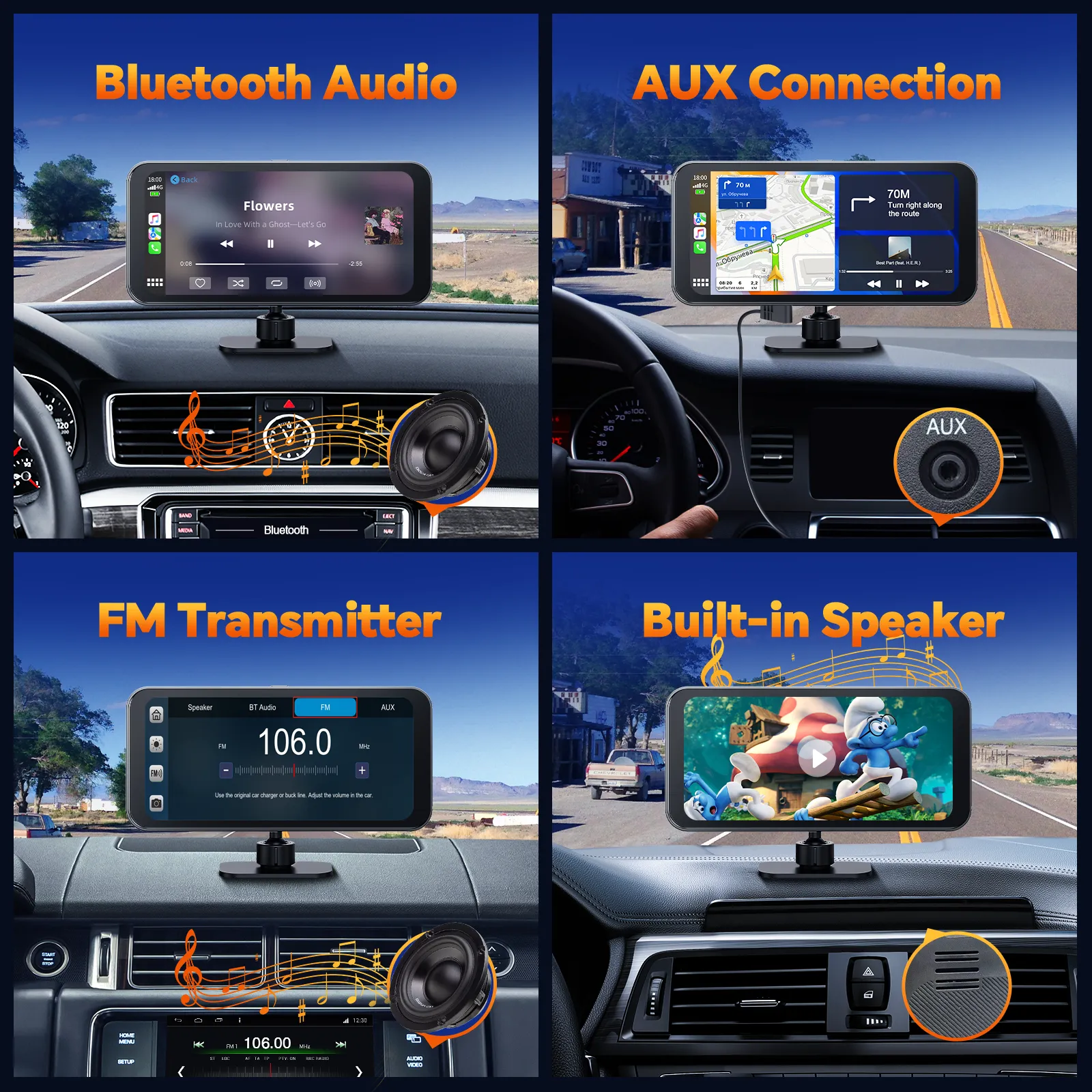 6.28'' Car Stereo Wireless Apple Carplay & Android Auto with 4K Dash Cam and 1080P Backup Camera, Pack Assist & Loop Recording