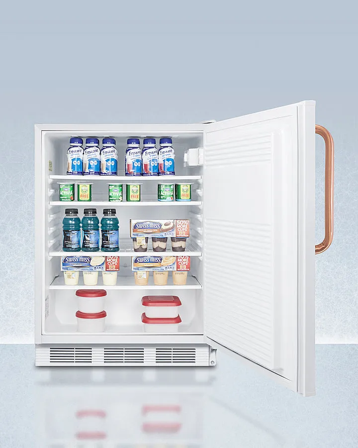 Accucold 24" Wide Built-In All-Refrigerator with Antimicrobial Pure Copper Handle, ADA Compliant