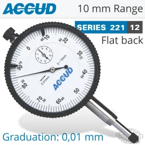 ACCUD DIAL INDICATOR FLAT BACK 10MM AC221-010-12