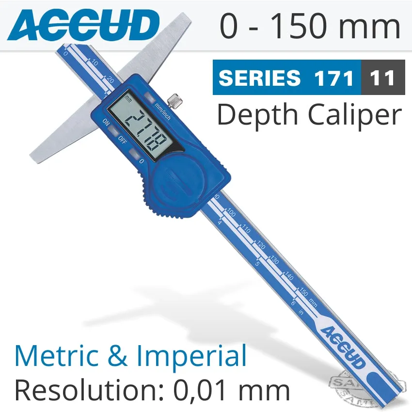 ACCUD DIG. TUBE THICKNESS CALIPER 150MM 0.03MM ACC. 0.01MM RES. S/STEEL AC171-006-11