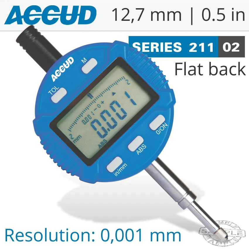 ACCUD DIGITAL INDICATOR FLAT BACK 12.7MM/0.5' AC211-010-02