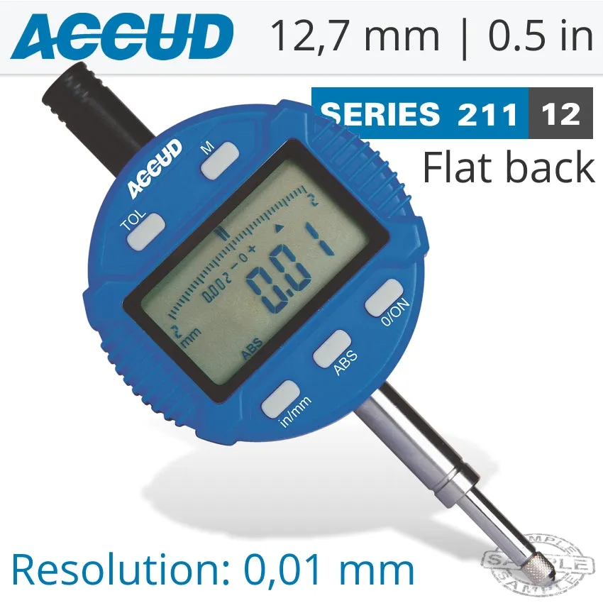 ACCUD DIGITAL INDICATOR FLAT BACK 12.7MM/0.5' AC211-010-12