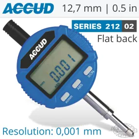 ACCUD DIGITAL INDICATOR FLAT BACK 12.7MM/0.5' AC212-010-02