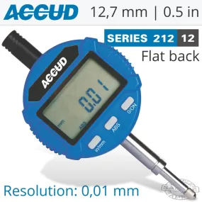 ACCUD DIGITAL INDICATOR FLAT BACK 12.7MM/0.5' AC212-010-12