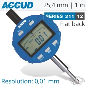 ACCUD DIGITAL INDICATOR FLAT BACK 25.4MM/1' AC211-025-12