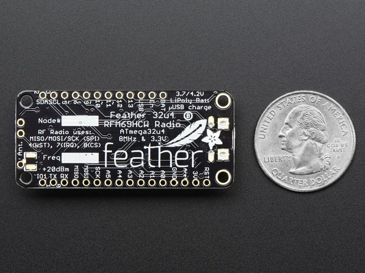 Adafruit Feather 32u4 RFM69HCW Packet Radio - 868 / 915 MHz