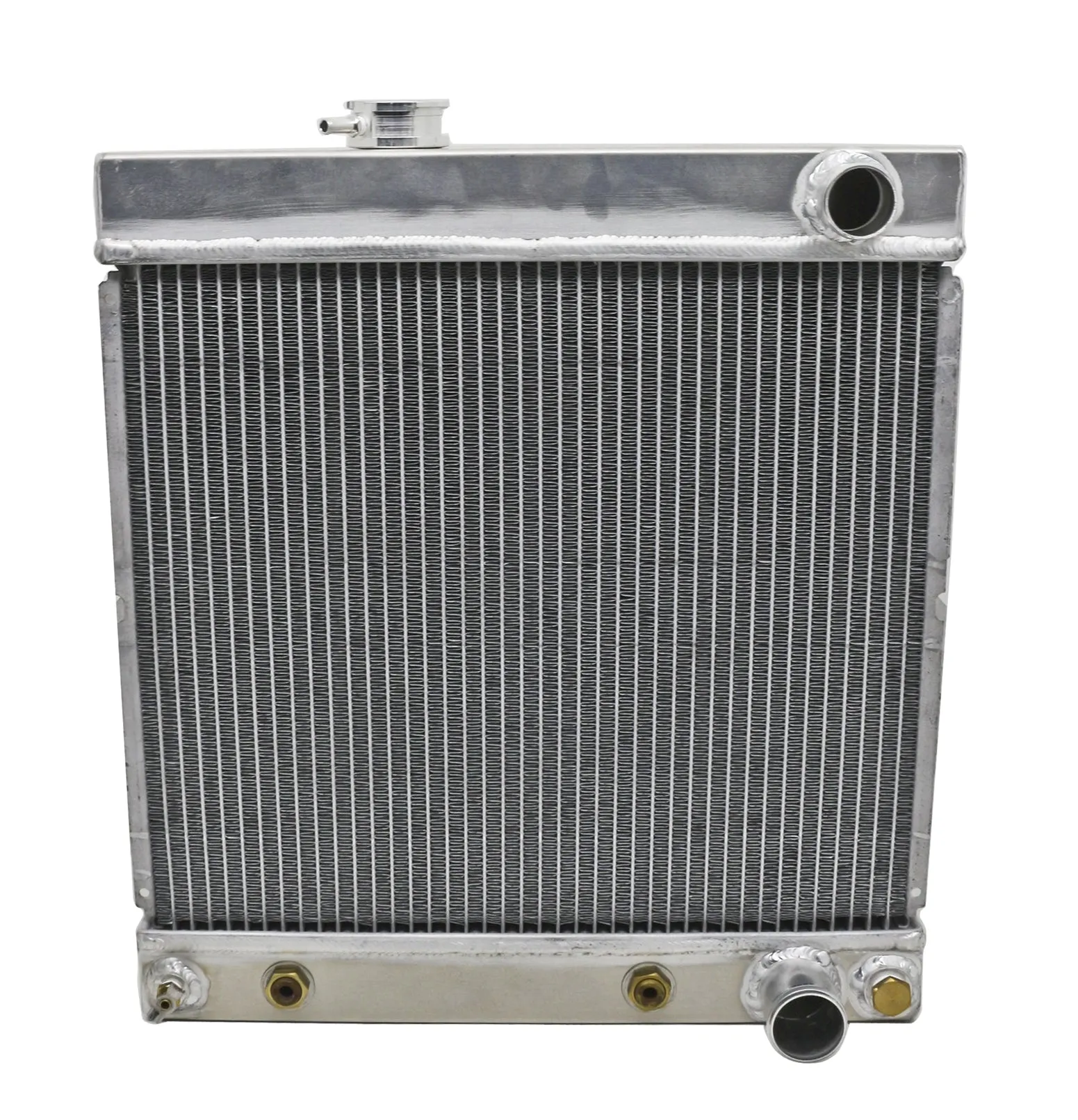 ALUMINUM EMC 1964-66 FORD MUSTANG DOWNFLOW RADIATOR DIRECT FIT W- AT - NATURAL