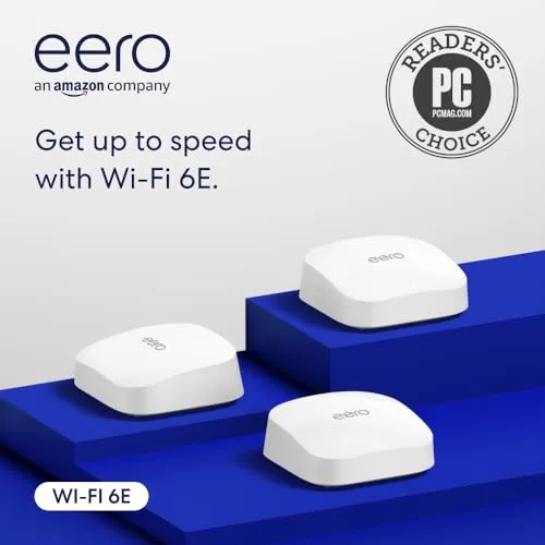 Amazon eero Pro 6E mesh wifi router (newest model) - 2.5 Gbps Ethernet, Coverage up to 6,000 sq. ft., Connect 100  devices, 3-Pack