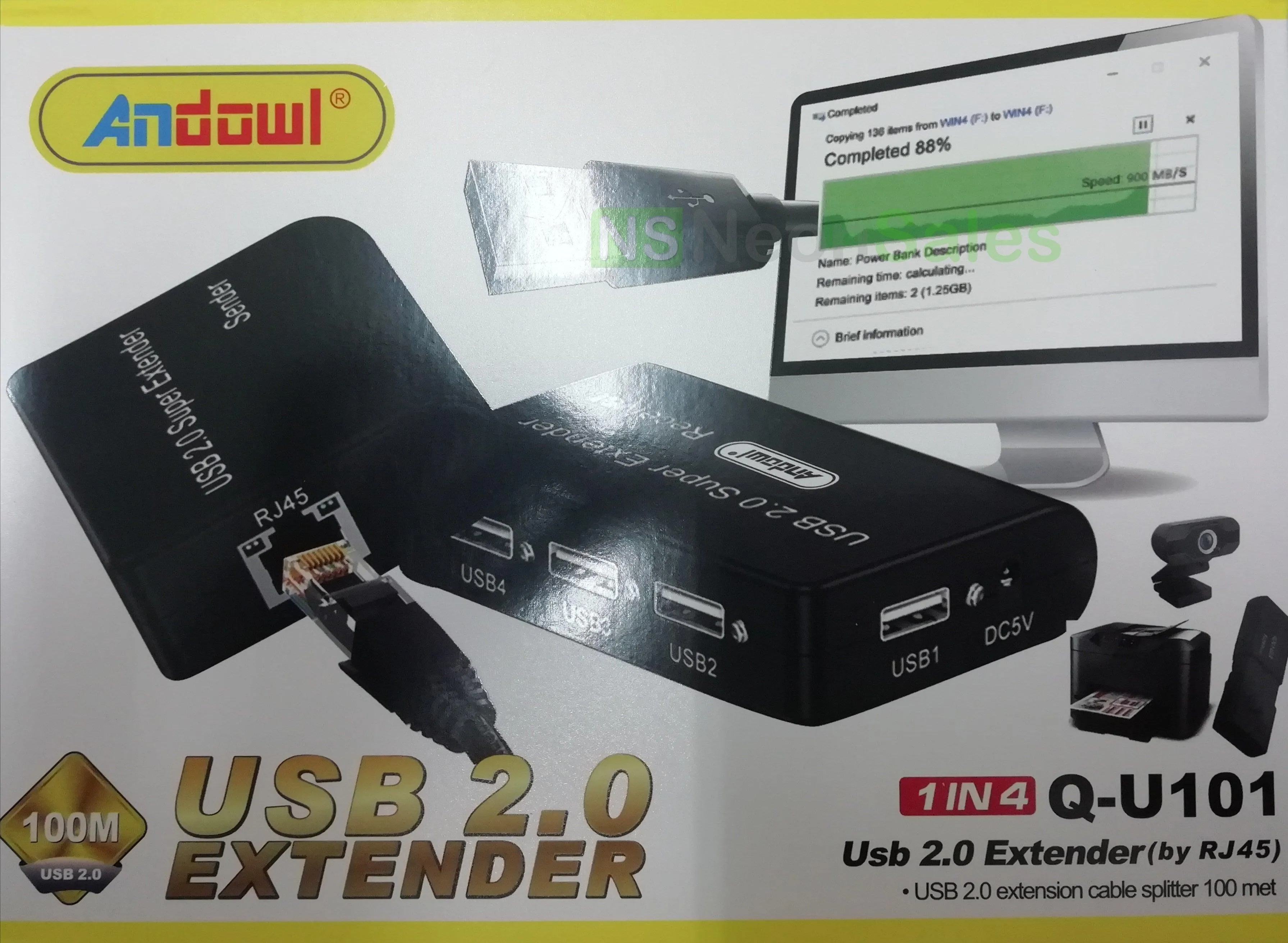 ANDOWL 4 PORT USB EXTENDER 4K 100M Q-U101