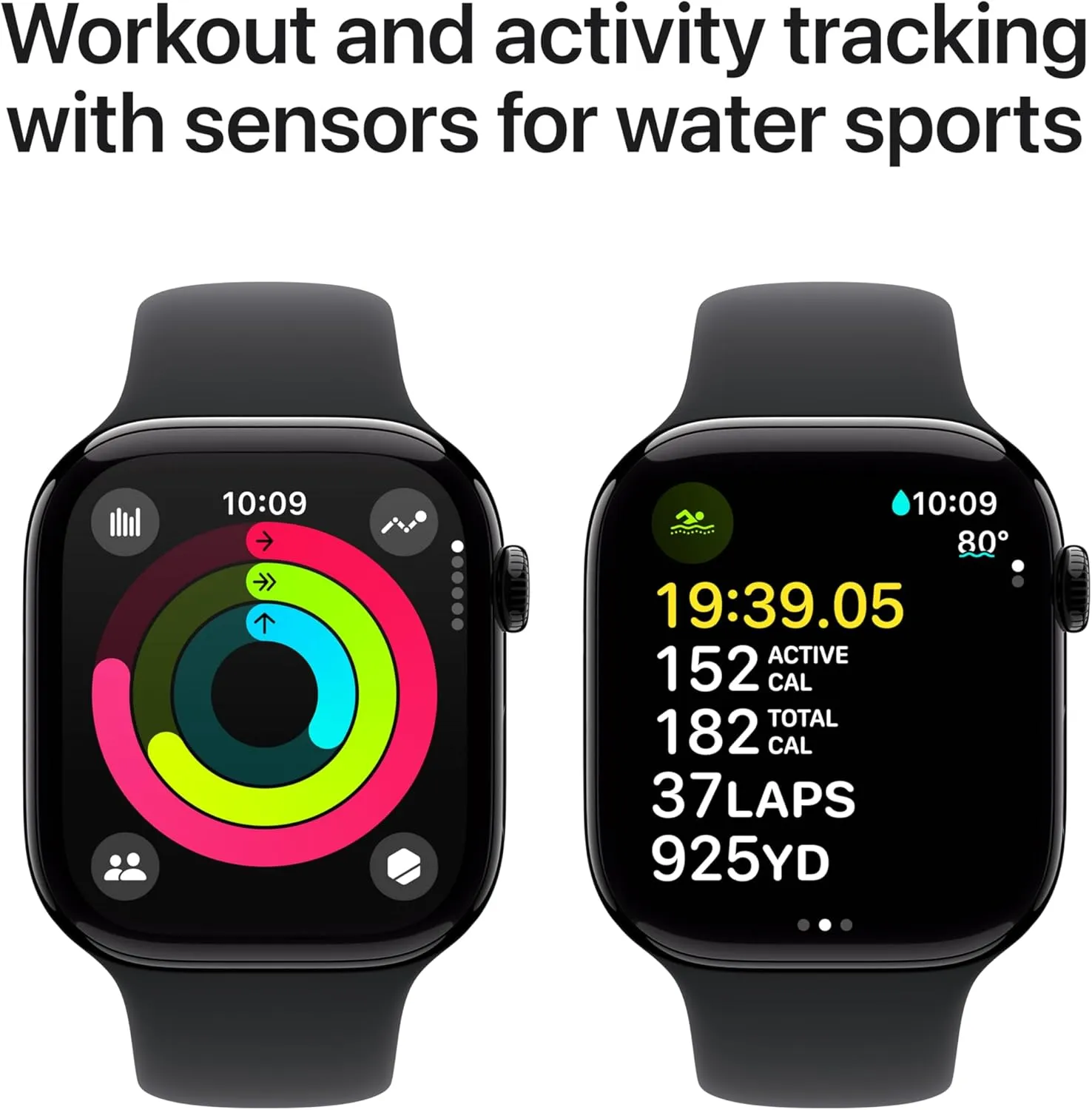 Apple Watch Series 10 GPS   Cellular 46mm - Jet Black Aluminium Case, Black Sport Band (M/L), Fitness Tracker, ECG, Always-On Display, Water Resistant