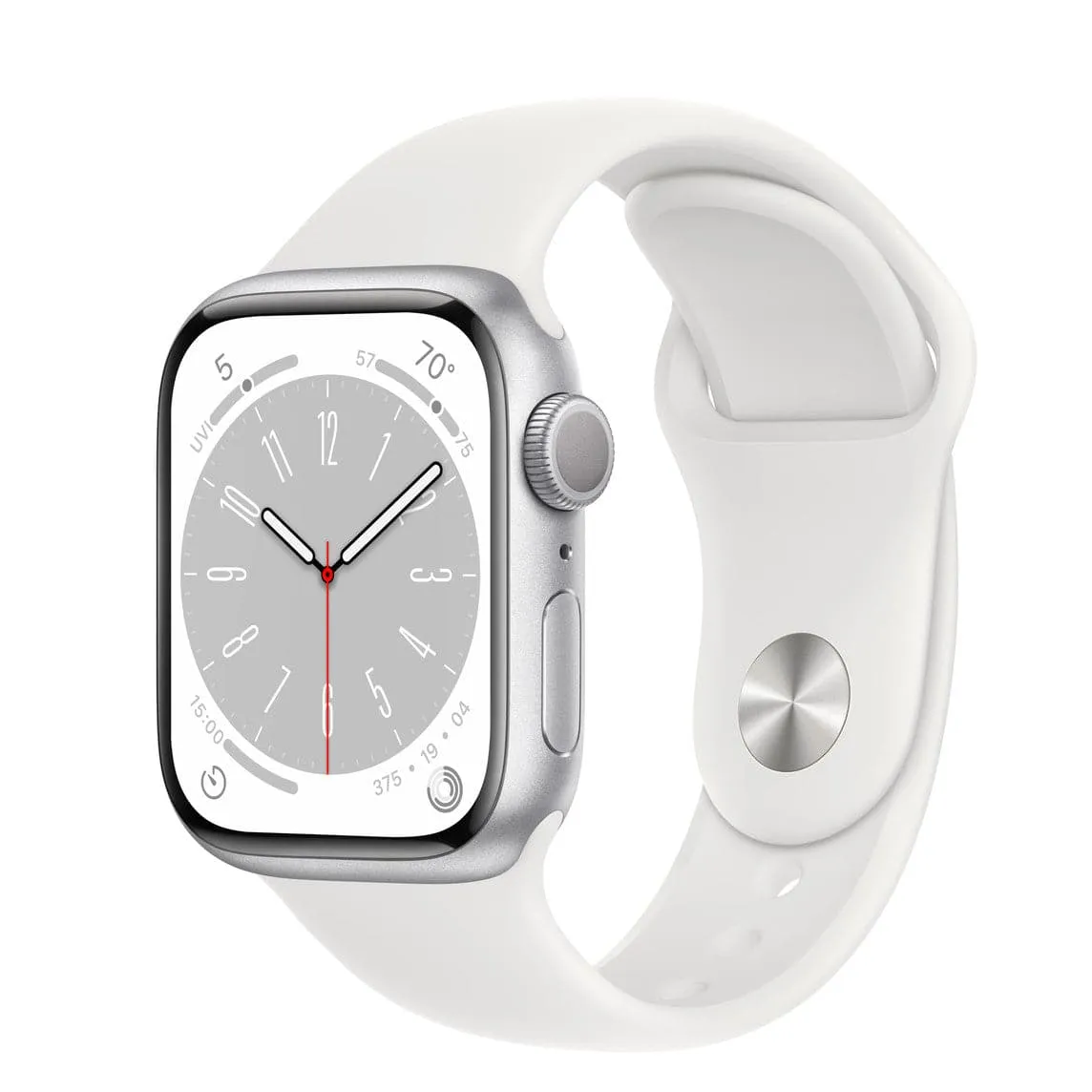 Apple Watch Series 8 GPS, 41mm Silver Aluminium Case, White Sport Band