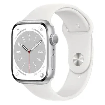 Apple Watch Series 8 GPS, 41mm Silver Aluminium Case, White Sport Band