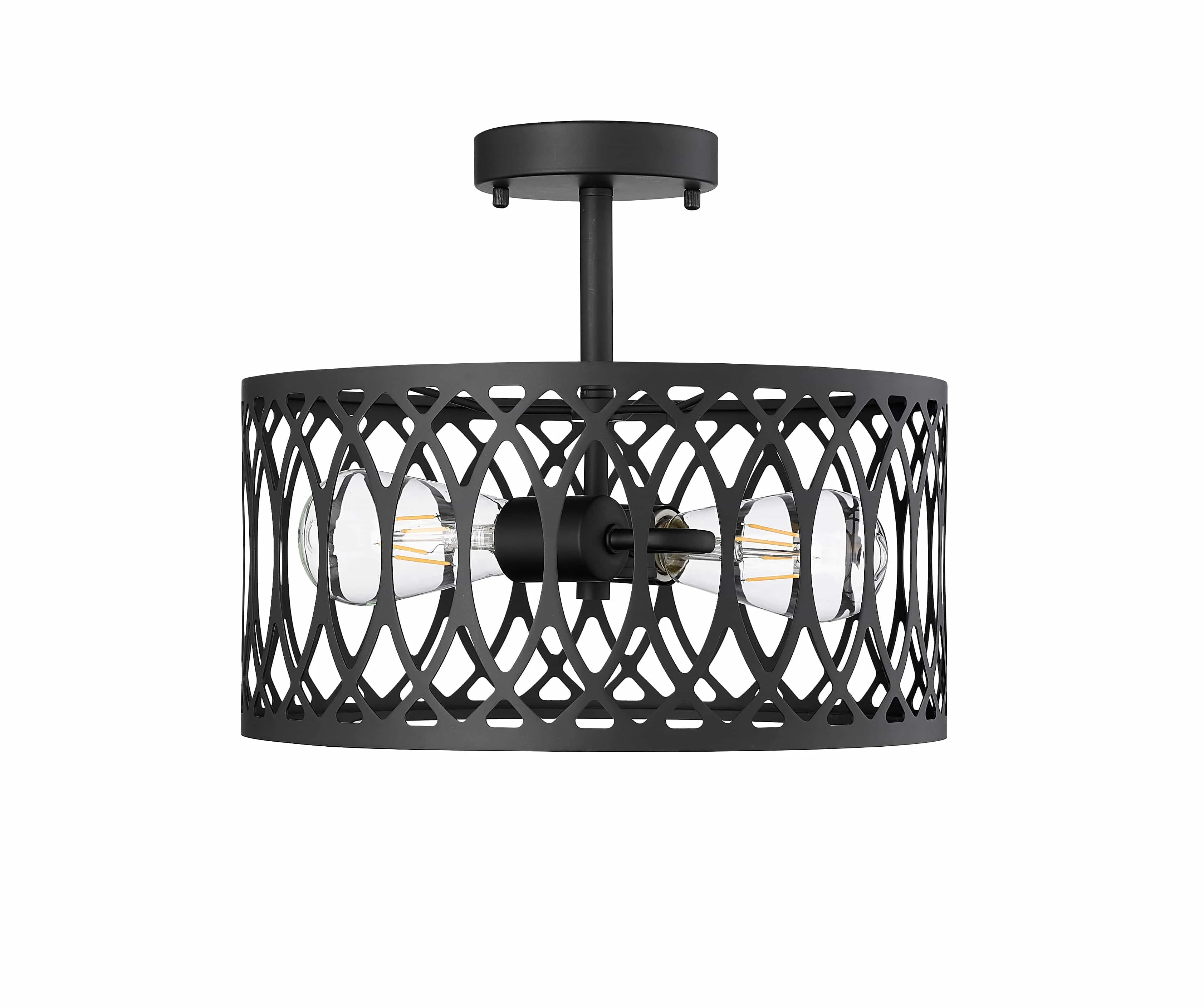 Arelyn Semi-Flush Mount Fixture - Matte Black - 13in. Diameter - E26 Medium Base