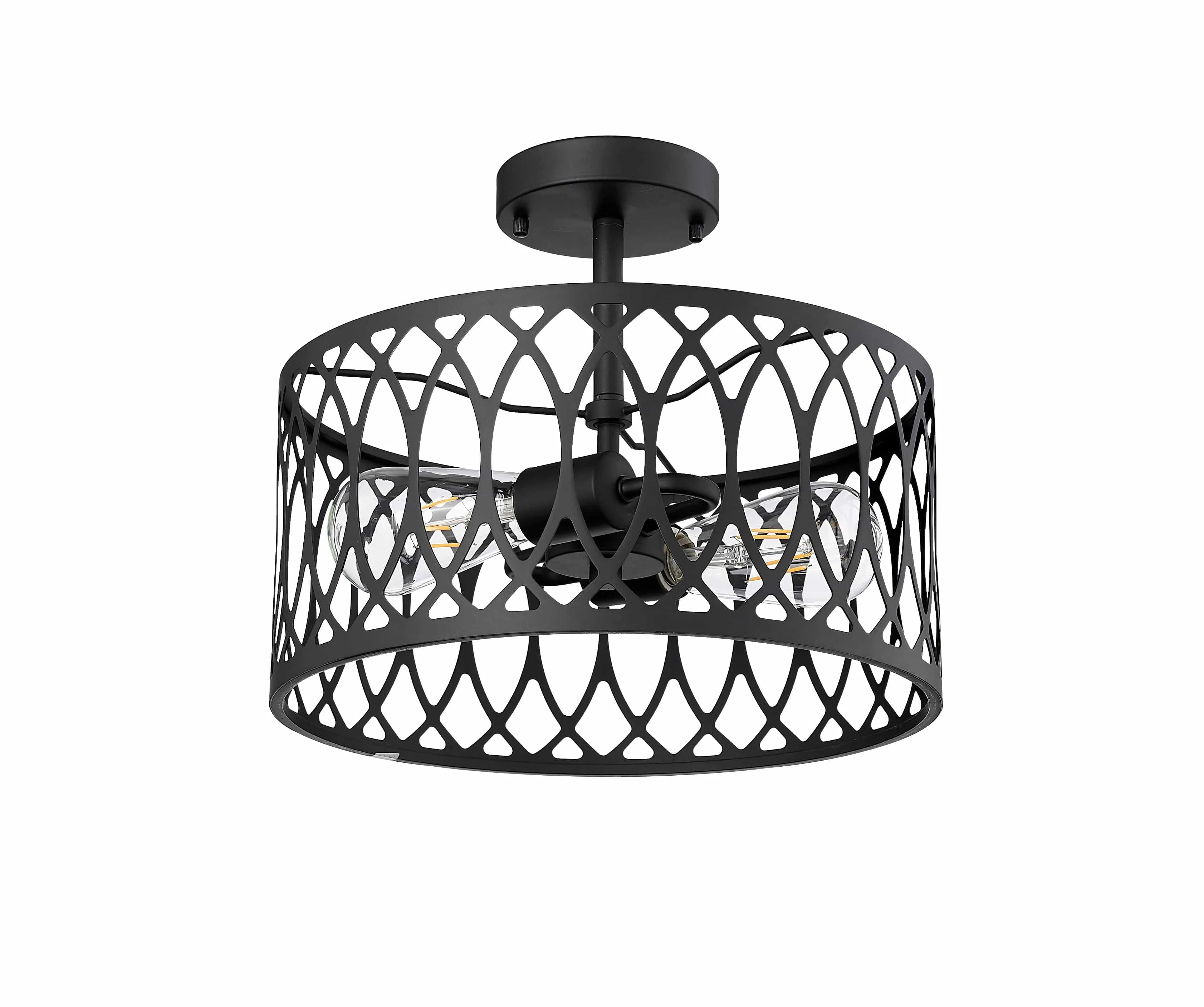 Arelyn Semi-Flush Mount Fixture - Matte Black - 13in. Diameter - E26 Medium Base