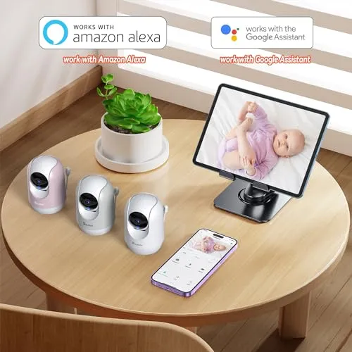 aubor 2K Smart Baby Monitor with Camera and Audio,5G/2.4G WiFi Baby Monitor with Night Vision,Temp & Humidity Sensor,Cry & Motion,2-Way Audio,Indoor Outdoor Baby Monitor with APP-Grey