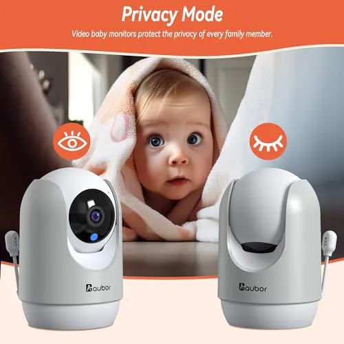 aubor 2K Smart Baby Monitor with Camera and Audio,5G/2.4G WiFi Baby Monitor with Night Vision,Temp & Humidity Sensor,Cry & Motion,2-Way Audio,Indoor Outdoor Baby Monitor with APP-Grey