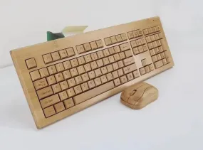 Bamboo Wooden Keyboard&Mouse Combo Wireless 3 areas Multimedia Eco Friendly BKM02