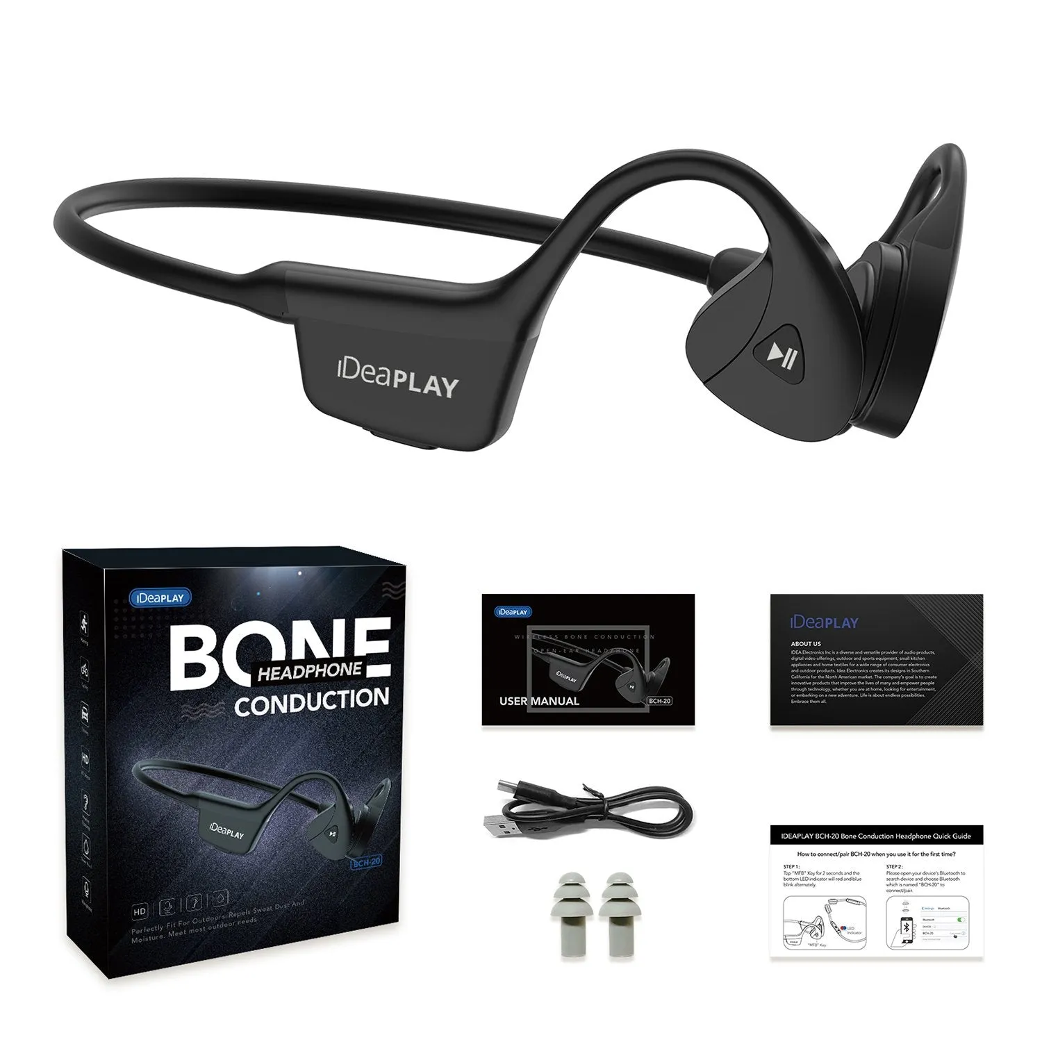 BCH20 Black Bone Conduction Headphone