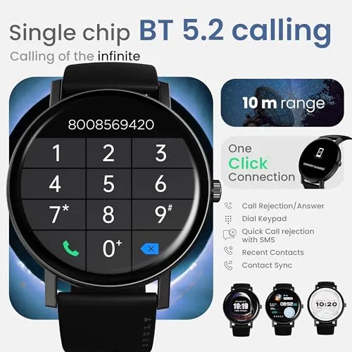 Boult Newly Launched Rover Pro Smart Watch 1.43'' AMOLED, Bluetooth Calling, IP68, Zinc Alloy Frame, 1000 Nits Brightness, AI Voice Assistant, SpO2 Monitoring, 120  Sports Mode Smartwatch (Ash Black)