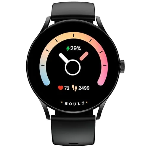 Boult Newly Launched Rover Pro Smart Watch 1.43'' AMOLED, Bluetooth Calling, IP68, Zinc Alloy Frame, 1000 Nits Brightness, AI Voice Assistant, SpO2 Monitoring, 120  Sports Mode Smartwatch (Ash Black)