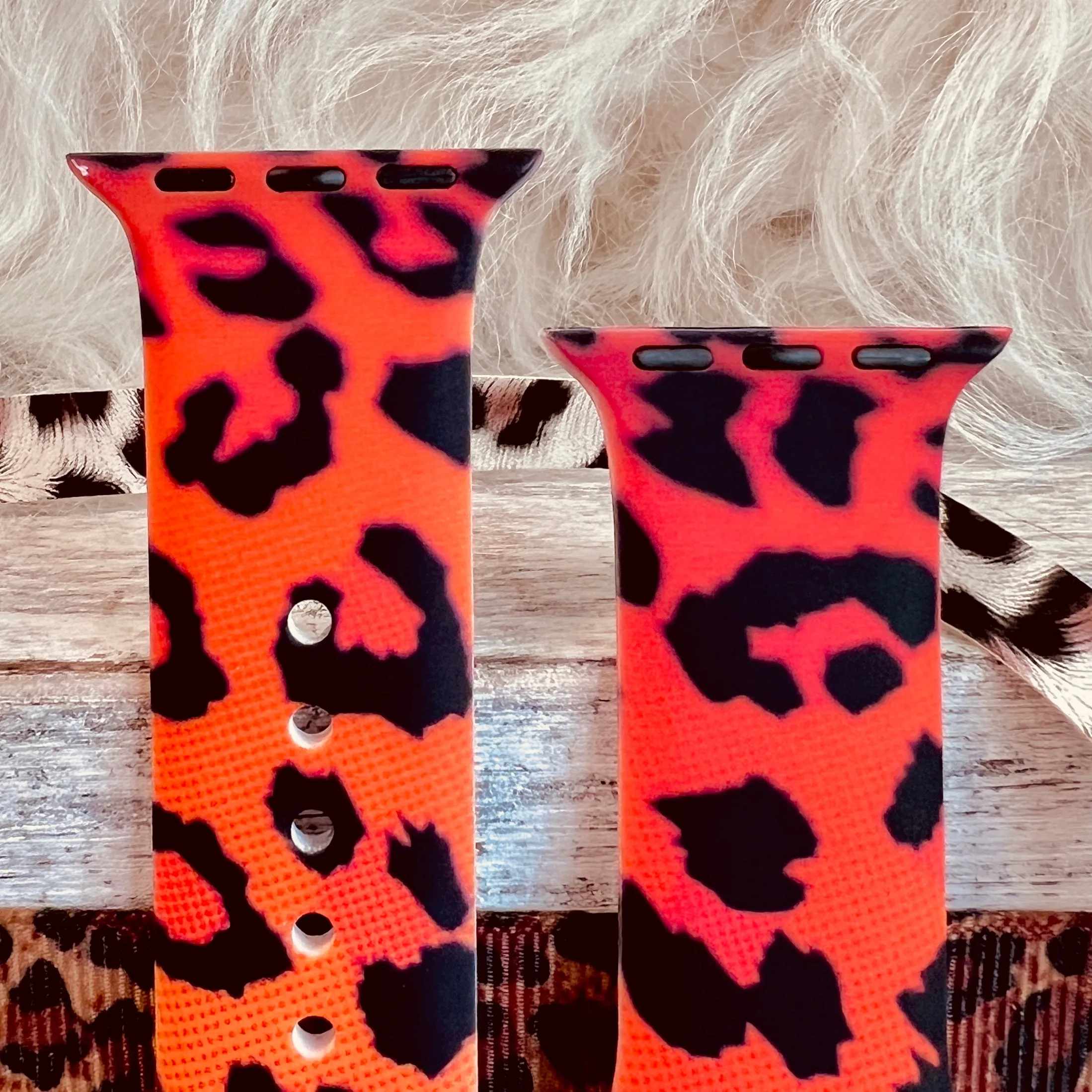 Burnt Orange Leopard Print Silicone Band For Apple Watch