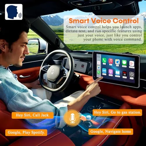 Car Screen Portable Carplay for Apple: 7 Inch Android Auto - Wireless Car Play with Backup Camera,2.5K Dash Cam,GPS Navigation,Car Audio Receivers Bluetooth,Mirror Link, Bluetooth,FM,Siri AMTIFO A28