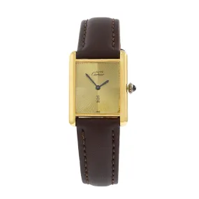 Cartier Must de Cartier Tank Rare Sunburst Gold Dial Manual Wind