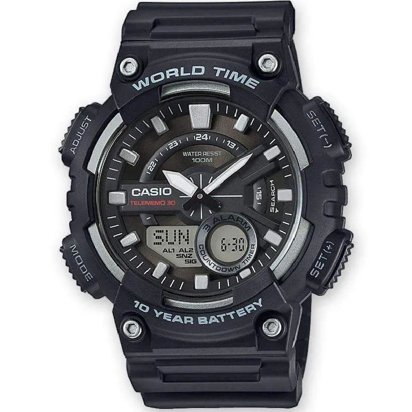 Casio AEQ-110W-1A Black Resin Strap Watch for Men