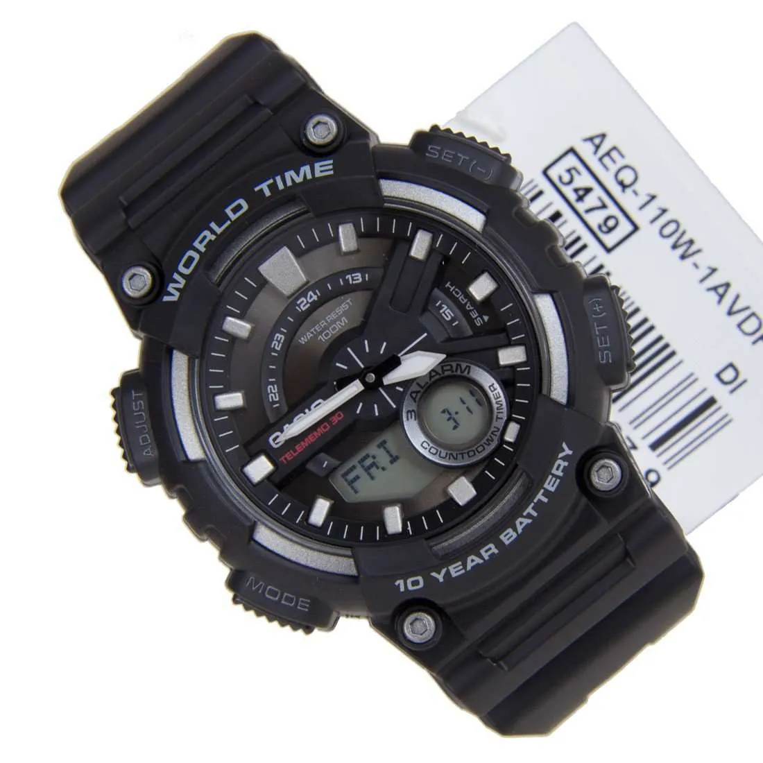 Casio AEQ-110W-1A Black Resin Strap Watch for Men