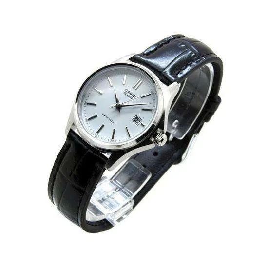 Casio LTP-1183E-7ADF Black Leather Strap Watch for Women