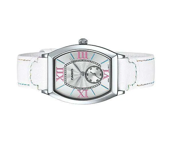 Casio LTP-E114L-7ADF White Leather Strap Watch for Women