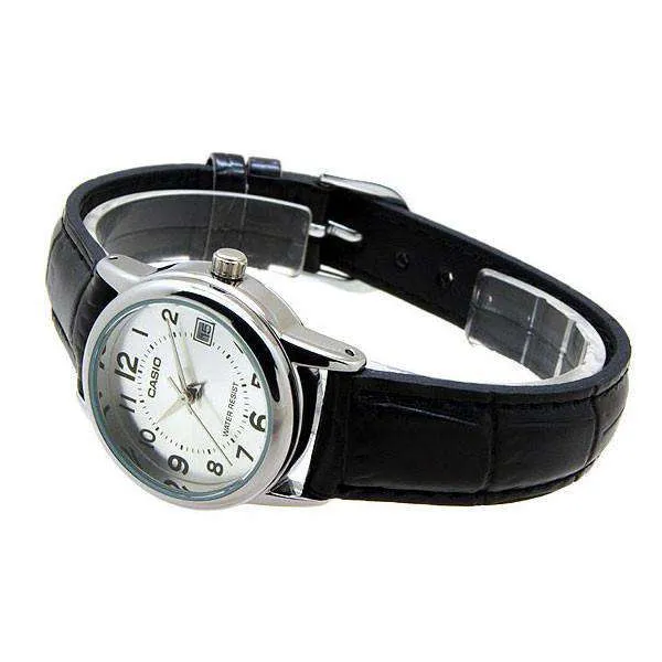 Casio LTP-V002L-7B Black Leather Strap Watch for Women