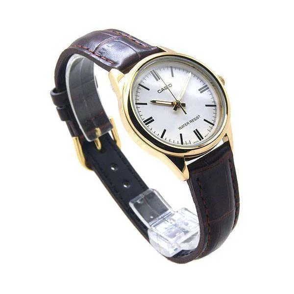 Casio LTP-V005GL-7A Brown Leather Strap Watch for Women