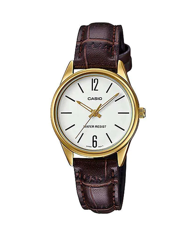 Casio LTP-V005GL-7B Brown Leather Strap Watch for Women