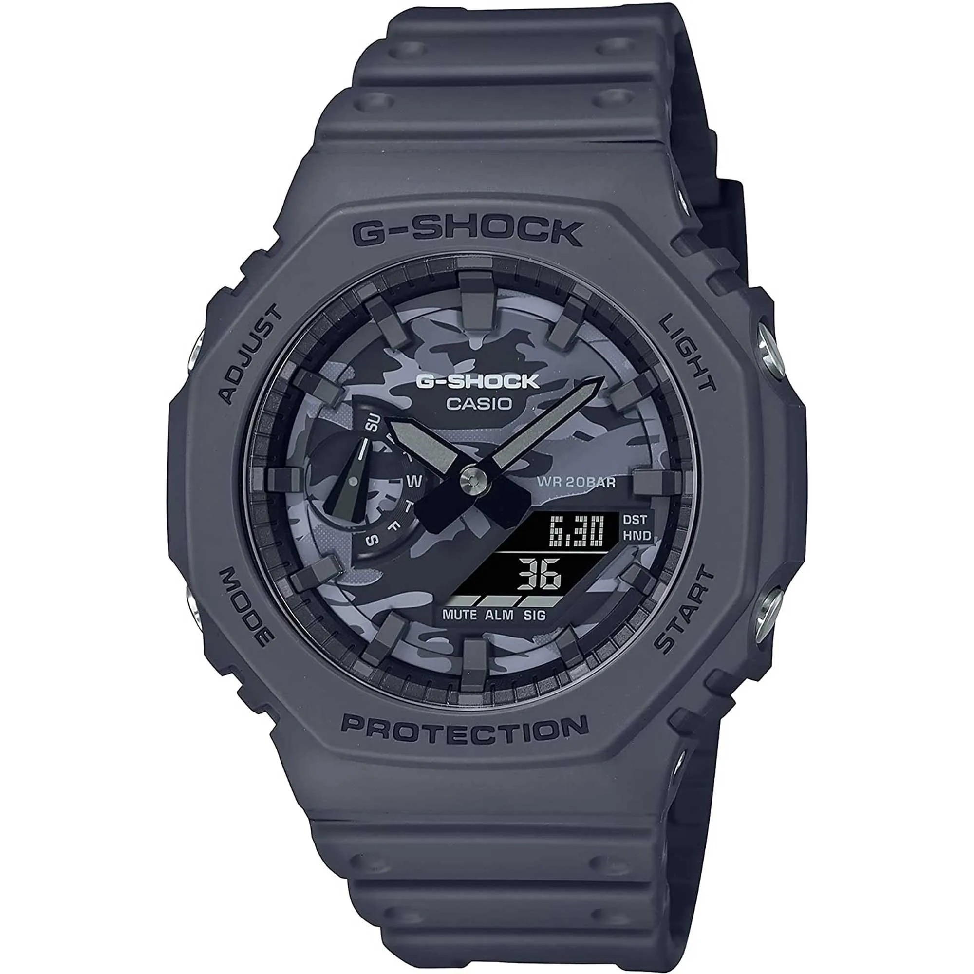 Casio Men's Watch - G-Shock Camo Ana-Digi Dial Gray Resin Strap Alarm | GA2100CA-8A