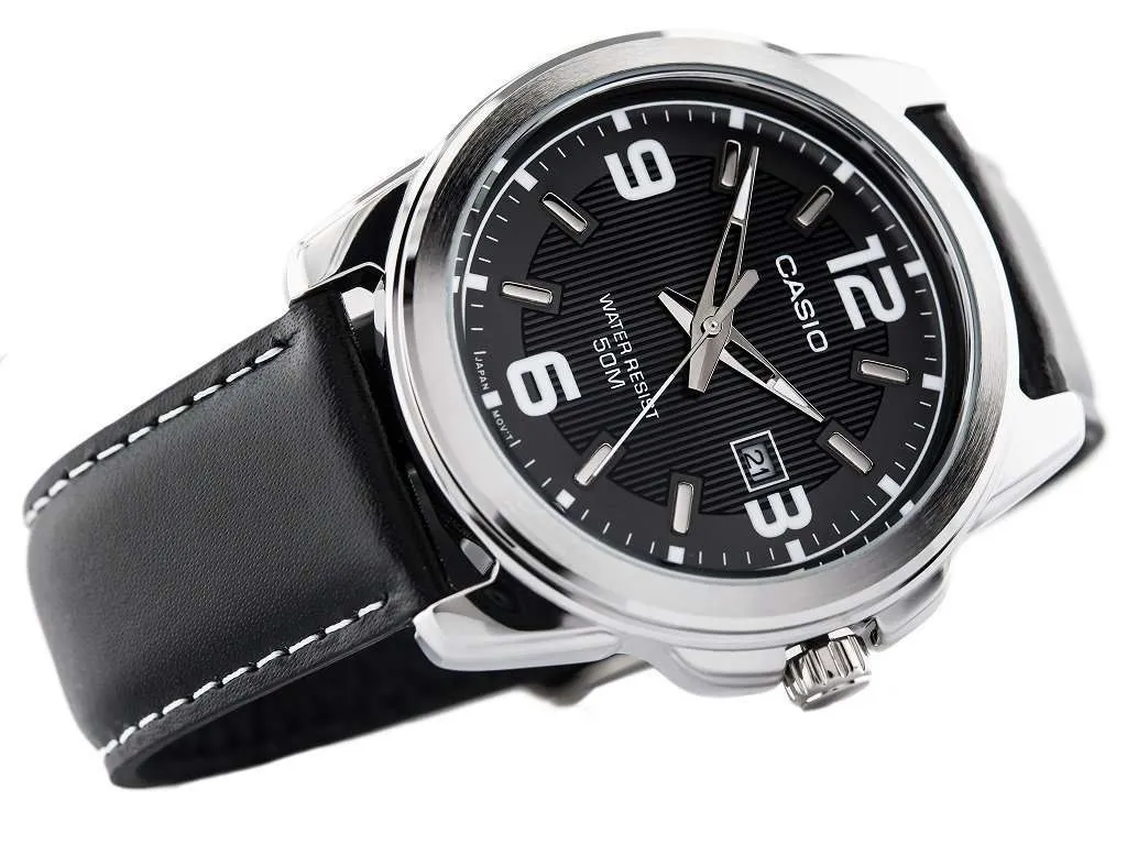 Casio MTP-1314L-8AVDF Black Leather Strap Watch for Men