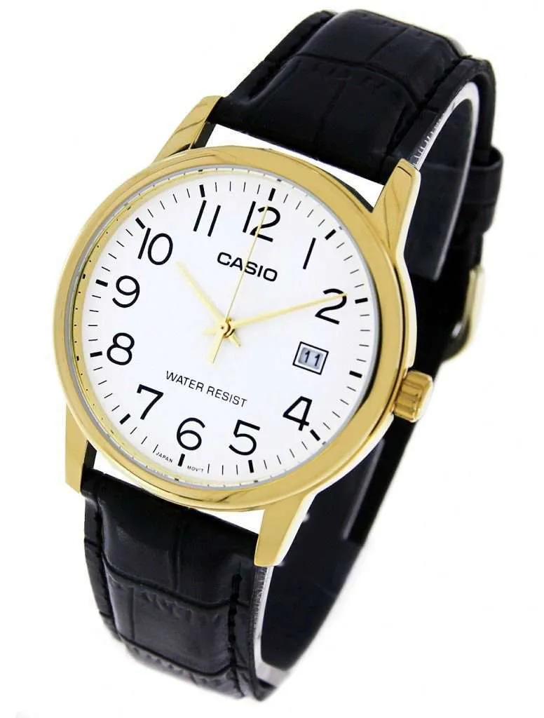 Casio MTP-V002GL-7B2 Black Leather Watch for Men