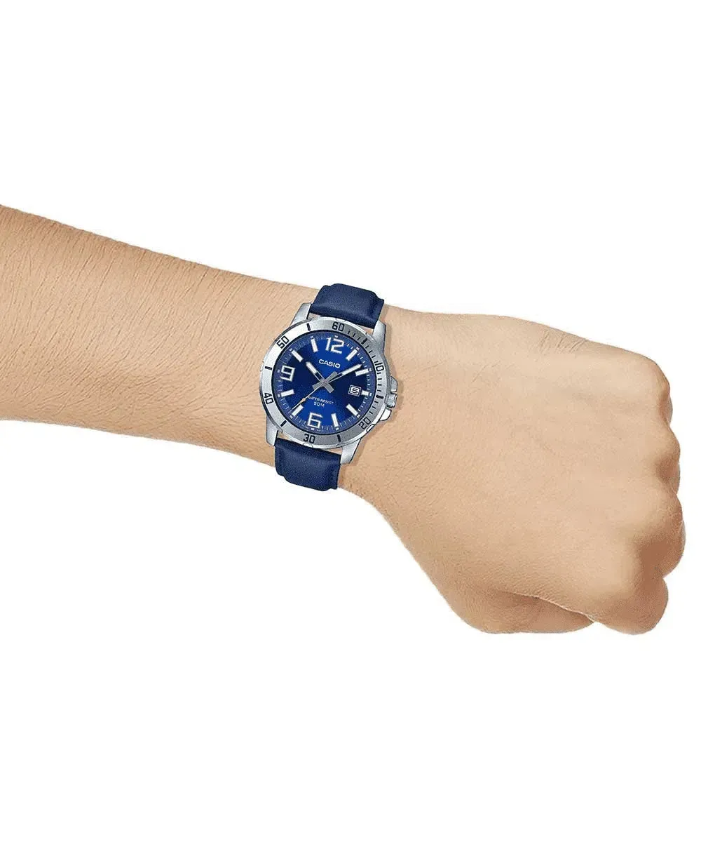 Casio MTP-VD01L-2BVUDF Blue Leather Watch for Men