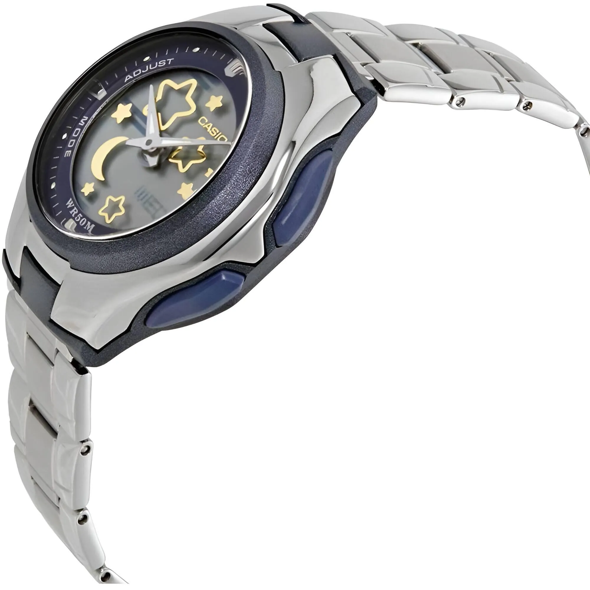 Casio Women's Watch - Poptone Blue and Silver Dial Steel Analog-Digital | LCF-10D-2A