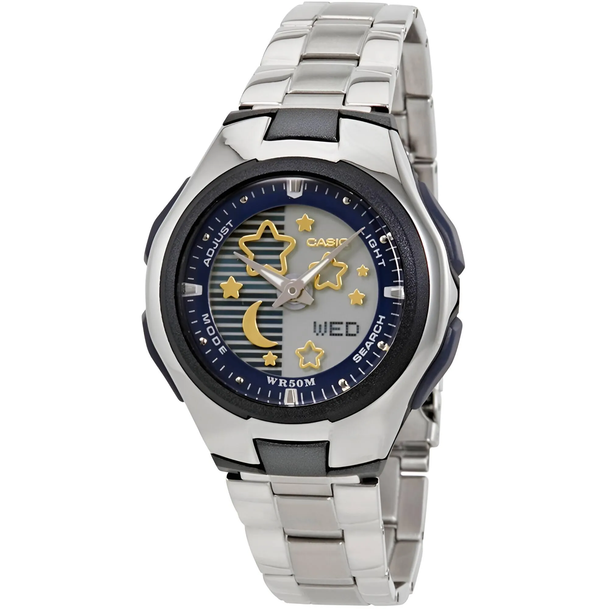 Casio Women's Watch - Poptone Blue and Silver Dial Steel Analog-Digital | LCF-10D-2A