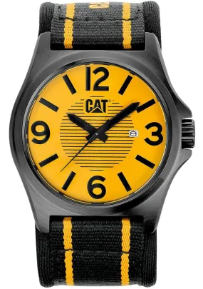 Cat Men's Yellowlow Analog Dial With Yellowlow And Black Nylon Strap Watch