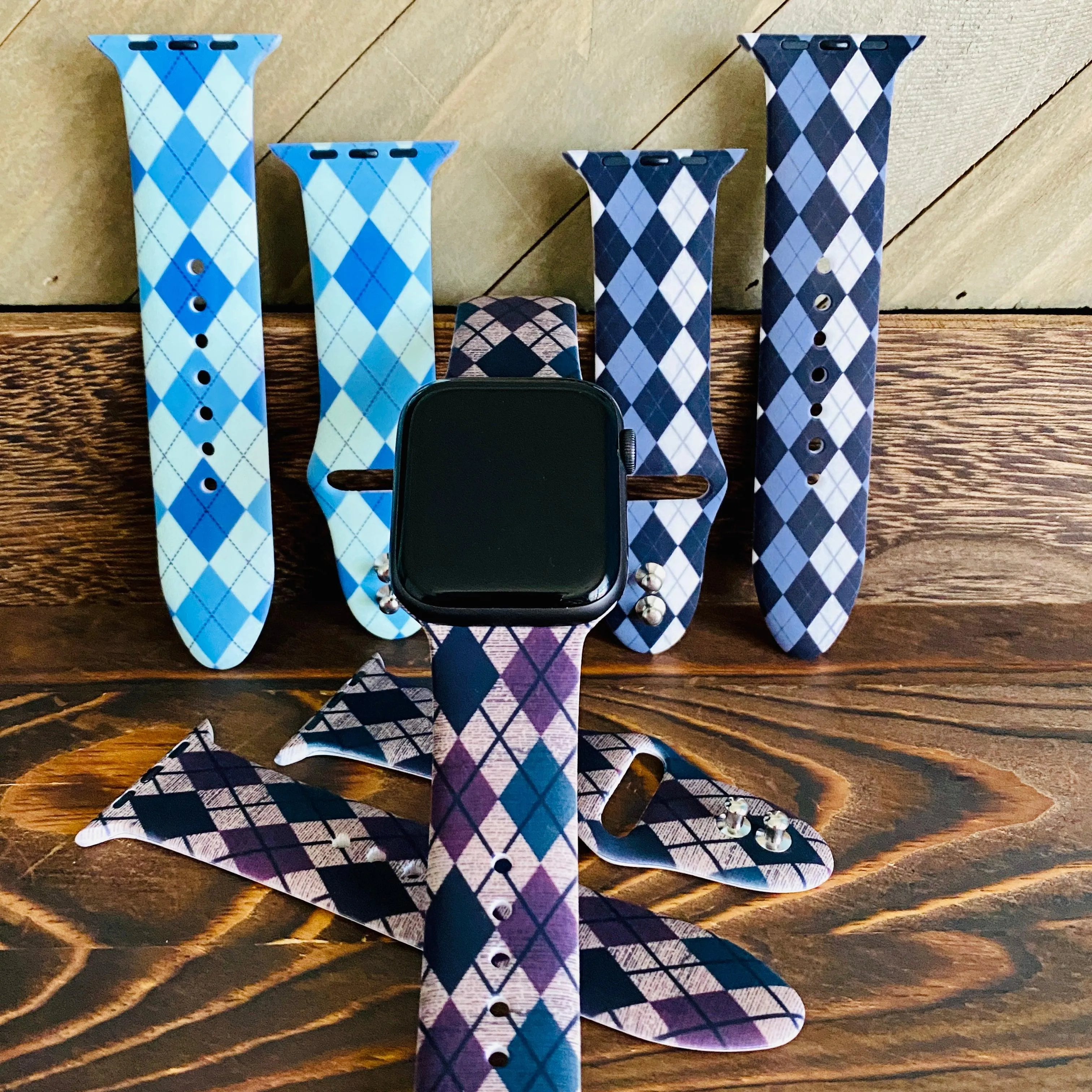 Classic Argyle Print Silicone Band For Apple Watch Multiple Colors Available